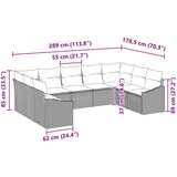 vidaXL Vrtni kauč set 9 dijelova Tamnosivi jastuci, svijetlosmeđi ratan | shoptok.hr