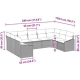 vidaXL Vrtni kavč Set Set 9 Temno siva blazina, svetlo rjava ratan | Shoptok.si