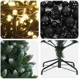  Umjetno božićno drvce s kuglicama 150 cm 150 LED lampica - 150 cm s LED-ima i crnim lopticama | shoptok.hr
