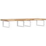  Zidna polica za umivaonik od čelika i masivnog bagremovog drva Smeđa 140 x 50 x 4 cm | Shoptok.si