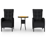  3-dijelni vrtni bistro set od poliratana crni | Eponuda.com