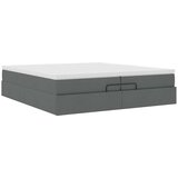 vidaXL Otomanski posteljni okvir z vzmetnicami siv 200x200 cm blago, (21653526) | Shoptok.si