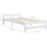  Okvir za krevet od masivne borovine bijeli 90 x 200 cm | shoptok.hr