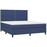  Krevet box spring s madracem LED plavi 160x200 cm od tkanine | shoptok.hr