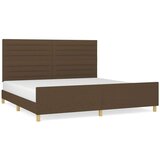  Posteljni okvir z vzglavjem temno rjav 200x200 cm blago, (20906970) | Shoptok.si