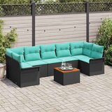  Sjedeća garnitura za vrt 8 kom. 7-Broj sjedala Crna i Tirkizna 298 x 132,5 x 69 cm | shoptok.hr