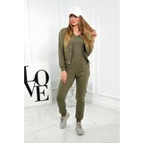 Kesi Set of 3in1 sweatshirt with press studs + top + khaki pants Cene