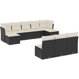  10-dijelni set vrtnih sofa s jastucima crni od poliratana | shoptok.hr