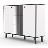 ADRK Furniture Komoda IKA s drvenim nogama i tri ladice - BIJELA-CRNA Cijene