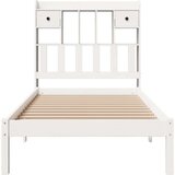 vidaXL Krevet s regalom za knjige bez madraca bijeli 75x190cm borovina | shoptok.hr