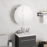 Maison Chic Kopalniška omarica - Kopalniški kabinet z okroglim ogledalom LED hrast 40x40x17,5 cm, (21794755) | Shoptok.si