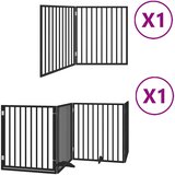  Vrata za pse s vratašcima 6 panela sklopiva 480 cm drvo topole Crna 80 x 90 x 2 cm | Shoptok.si