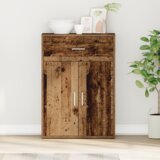 vidaXL Strani šal s predalom s polico Stari les 79 x 38 x 80 cm Konstruiran les | Shoptok.si