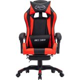 vidaXL racing stol z oporo za noge rdeče in črno umetno usnje | Shoptok.si