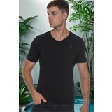 Dewberry T8568 V-NECK MENS T-SHIRT-PLAIN BLACK Cene