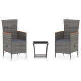 Maison Chic Seti vrtnega pohištva - Vrtna garnitura - Vrtni pohištvo set 3-delna z blazinami poli ratan siva, (21811459) | Shoptok.si