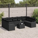  Sjedeća garnitura za vrt 10 kom. Crna poliratan 55 x 55 x 37 cm | shoptok.hr