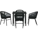 vidaXL 5-delni vrtni jedilni set Črna Poli ratan | Shoptok.si