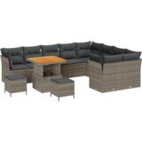  12-Dijelni Vrtni Sofa Set s Jastučićima Sivi Poli Ratan Akacija | shoptok.hr