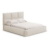 Windsor & Co Sofas Bež oblazinjena zakonska postelja s prostorom za shranjevanje z letvenim dnom 200x200 cm Libera – | Shoptok.si