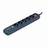 razdelilnik , prenapetostna zaščita, 5 x 220 v + 2 x usb, 1,5 m, s stikalom, črn