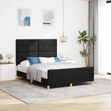  Krevetna konstrukcija s uzglavljem Crna 140 x 190 cm tkanina | shoptok.hr