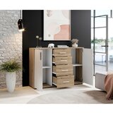 MID.YOU ŠIROKA KOMODA, bela, barve hrasta | Shoptok.si