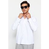 Trendyol White Men's Regular Fit Shirt with Embroidery Detail. Cene