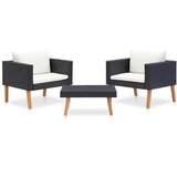 Maison Chic Seti vrtnega pohištva - Vrtna garnitura - Vrtni pohištvo set z blazinami 3-delna poli ratan črna, (21798760) | Shoptok.si