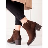 W. POTOCKI Classic brown women's ankle boots on the Potocki post Cene'.'
