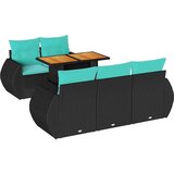  Vrtna garnitura - 6-dijelni set vrtnih sofa s jastucima crni od poliratana - Crna 1 | shoptok.hr