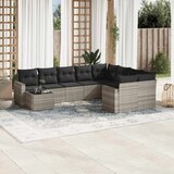 Maison Chic Seti vrtnega pohištva - Vrtna garnitura - Vrtni pohištvo set 10-delna z blazinami sv. siv poli ratan, (21815166) | Shoptok.si