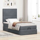 vidaXL Otomanski posteljni okvir z vzmetnicami siv 100x200cm žamet | Shoptok.si