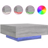  Stolić za kavu s LED svjetlima siva boja hrasta 80x80x31 cm | shoptok.hr