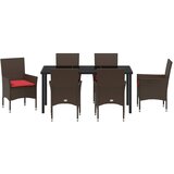  Set stola i stolica s jastukom 7 pcs Smeđa PE ratan | shoptok.hr