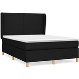 The Living Store Box spring posteljni z vzmetnico črn 140x190 cm blago - Box Spring Postelja, (21503593) | Shoptok.si
