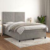 The Living Store Box spring postelja z vzmetnico svetlo siva 140x200 cm žamet - Box Spring Postelja, (21489474) | Shoptok.si