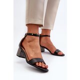 Boto Women's sandals in eco leather on embellished heel black Wiatalia | Shoptok.si