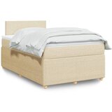 vidaXL Box spring postelja z vzmetnico krem 120x200 cm blago | Shoptok.si
