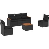  6-dijelni set vrtnih sofa s jastucima crni od poliratana Crna 61 x 62 x 69 cm | shoptok.hr