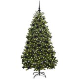 vidaXL Umestno božično drevo z LED lučmi Zelena 180 cm PVC in kovina | Shoptok.si