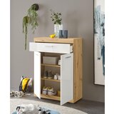 CARRYHOME omara za čevlje hrast artisan, bela, visoki sijaj | Shoptok.si