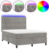 Maison Chic Box spring postelja - Vzmetna postelja z vzmetnico LED svetlo siva 140x200cm žamet SL3237, (21904466) | Shoptok.si
