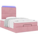vidaXL Otomanski posteljni okvir z vzmetnicami roza 120x190cm žamet | Shoptok.si