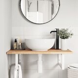  Zidna polica za umivaonik od čelika i masivnog bagremovog drva Smeđa 80 x 50 x 2 cm | Shoptok.si