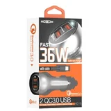 auto punjač KC-13 QC3.0 36W lightning/ siva