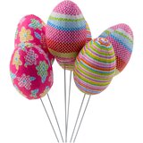 Easter Eggs on Wire Pick Dots Flowers Stripes Decoration Colorful 6pcs | shoptok.hr