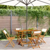 Maison Chic Zložljivi Vrtni Stoli - Stol za vrti 4 kosi kremno belo blago in trden les JS2867, (21876543) | Shoptok.si