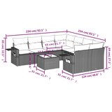  9-dijelni set vrtnih sofa s jastucima crni od poliratana Crna 85 x 62 x 69 cm | shoptok.hr