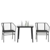  3-dijelni vrtni blagovaonski set s jastucima od crnog | shoptok.hr